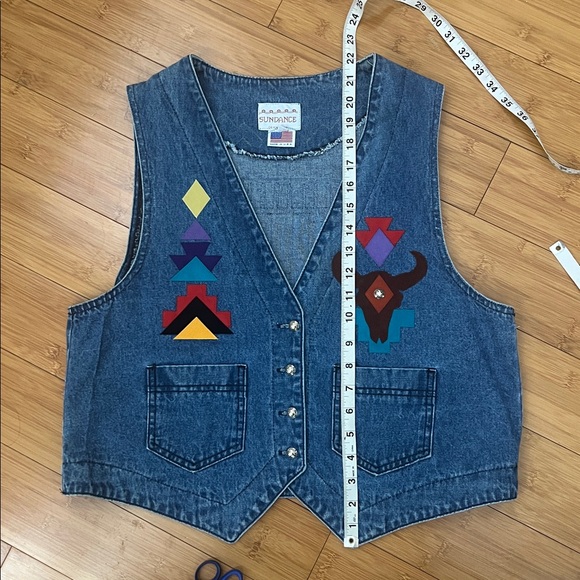 Sundance Denim Wear Western Denim Vest large - Picture 7 of 7
